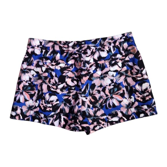 J. Crew Floral Print Cotton Linen Blend Shorts Blue Pink Womens Size 8 - Picture 2 of 15